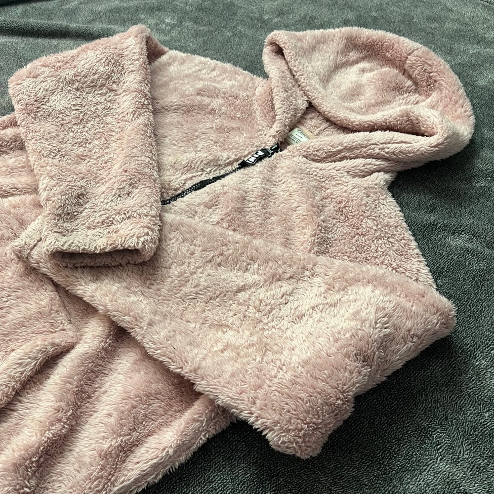 Victoria's Secret PINK Sherpa Fleece Quarter Zip Hoodie Dusty Rose Pink Medium - Picture 2 of 7